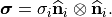 \boldsymbol{\sigma}=\sigma_i \widehat{\mathbf{n}}_i \otimes \widehat{\mathbf{n}}_i.